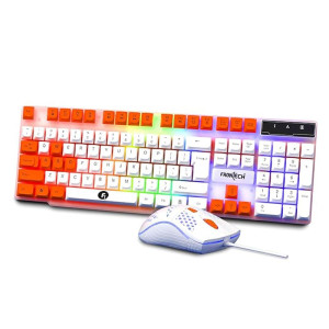 FRONTECH Nova Knight Gaming Keyboard and Mouse Combo with RGB Backlight Effects (KB-0043) White, Orange